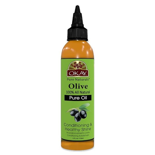 OKAY 100% Pure Natural Olive Oil for Skin & Hair - Cold Pressed Olive Oil for Skin Care, After Shower Body Moisturizer for Women & Men, Use for Massage, Hair Health - 4 Fl Oz (Pack of 1)
