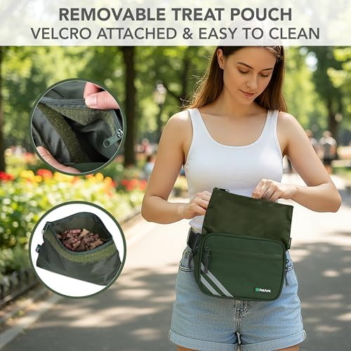 PetAmi Dog Walking Bag, 3-in-1 Crossbody Fanny Pack Treat Pouch,Olive Green