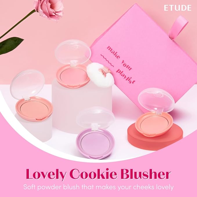 ETUDE Lovely Cookie Blusher - Grapefruit Jelly 4g | Glowing & Natural Powder Blush with Long-Lasting Sebum Control | Easy Application | Korean Makeup, Kbeauty, Perfect for Gift