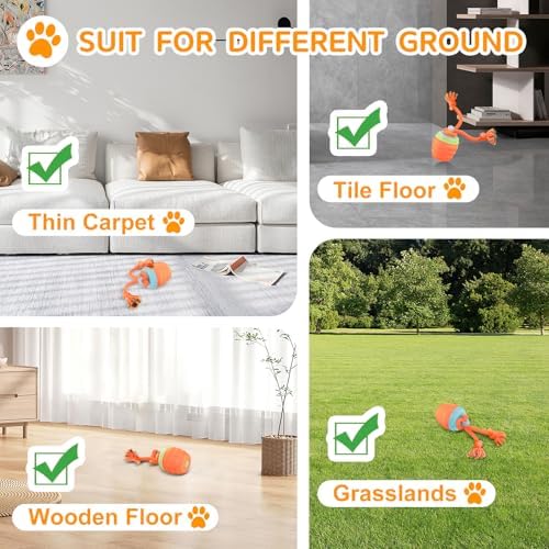Interactive Dog Toy, [Newly Upgraded] Motion Activated Rolling Ball for Small Dogs, Automatic Moving Dogs Ball for Boredom, USB Rechargeable(Orange)