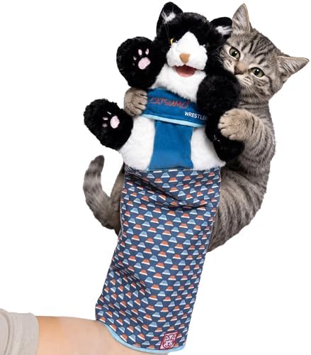 Wearable Cat Toy Wrestling Glove Puppet – Interactive Hand Mitt with Durable Protective Sleeve and Catnip - Play & Enrichment
