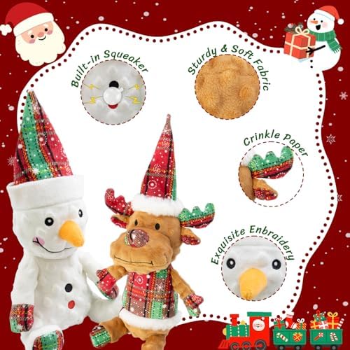 Christmas Dog Toys Squeaky 2-Pack Interactive Puppy Teething