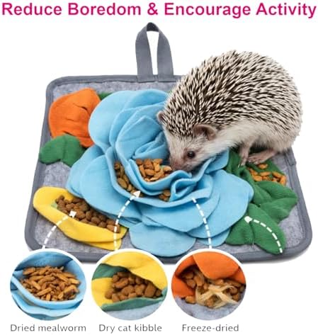 5Pcs Hedgehog Foraging Toy – Snuffle Mat, Snuffle Ball & Carrot Treat Toys for Hedgehog Cage Enrichment, Interactive Feeding Toys for Hedgehog, Rabbit & Guinea Pig, Small Pet Foraging Toys