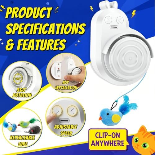 Interactive Cat Toys for Indoor Cats - Automatic Flying Bird for Enrichment