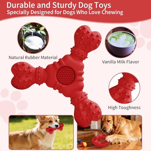 Natural Rubber Dog Chew Toys 4 Pack Tough Dog Toys for Aggressive Chewers