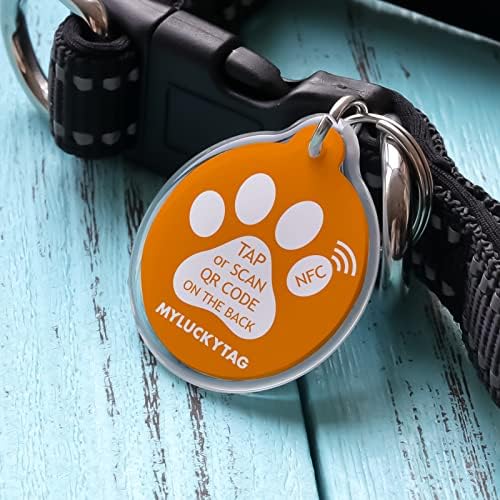 MYLUCKYTAG NFC&QR Code Personalized Dog Cat Tag, Online Pet Profile, Scan QR Receive Instant Pet Location Alert Email