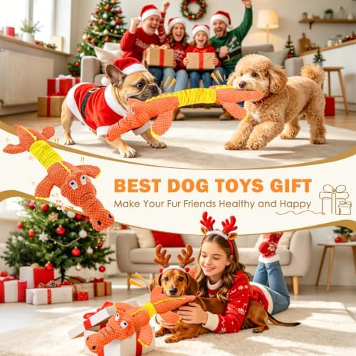 WOWBALA Crocodile Squeaky Dog Toys for Puppy, Small and Medium Breed