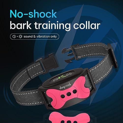 Dogrook Humane No Shock Rechargable Beep & Vibration Bark Collar for Dogs