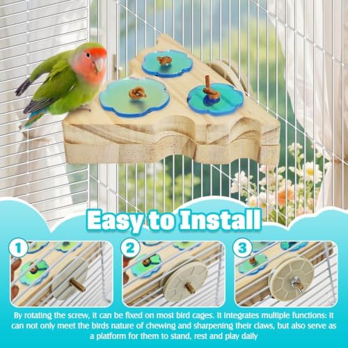 PINVNBY Wooden Bird Foraging Toy Interactive Parrots Foraging Toys Training Chewing Parakeet Toy Triangle Parakeets Enrichment Toys Bird Cage Accessories for Budgies Cockatiels