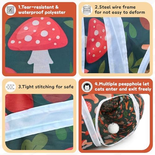 Cat Tunnel for Indoor Entertainment, Tear-Resistant Cat Play Tube with Play Ball, Collapsible Pet Tube with Interactive Peephole, Ideal for Outdoor Exercise for Kittens Puppies Rabbits (8-Shaped)
