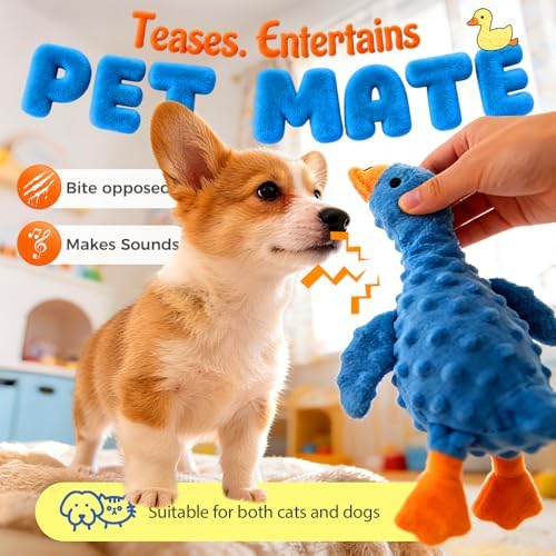Indestructible Squeaky Dog Toy for Aggressive Chewers, Plush Teething Toy