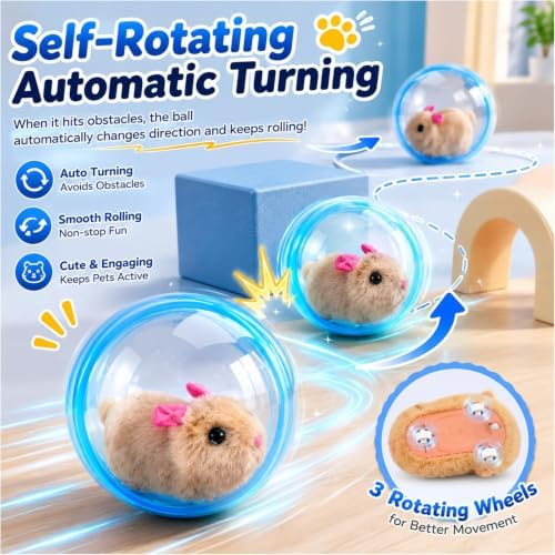 Self-Rolling Interactive Cat Ball 360° Automatic Moving Pet Toy2026 New Self-Rolling Interactive Cat Ball Realistic Animal Automatic Moving Rolling