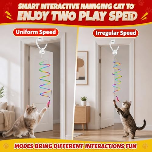 Interactive Cat Toy for Indoor Cats, Door Mounted Automatic Cat Toy