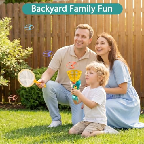 Outside Toys for Kids 4-8, Electric Dinosaur Flying Disc Launcher Toy for Kids, Automatic Flying Saucer Chasing & Catching Game for Boys and Girls, Outdoor Backyard Beach Indoor Active Toy
