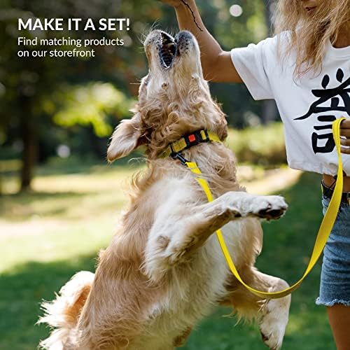 Reflective Dog Collar, Quick-Release Buckle (Yellow, 12-16 Inch)