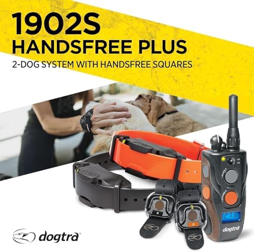 Dogtra 1902S HANDSFREE Plus Boost and Lock, Remote Dog Training E-Collar, HANDSFREE Square, 3/4-Mile Range, Rechargeable, Waterproof, High-Output, 2 Dog System, eCollar for Medium, Large Dogs