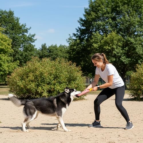 OllyDog Tugger | Dog Tug Toy for Tug of War & Training | Durable Bite Pillow | Eco-Friendly Recycled | Handle | Medium Large Dogs (Desert)