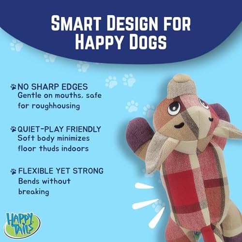 Happy Tails 10" Wolf Squeaky Dog Toy for Medium-Large Dogs Polyester with Reinforced Stitching - Durable and Interactive