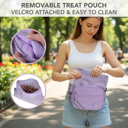 PetAmi Dog Walking Bag, 3-in-1 Crossbody Fanny Pack Treat Pouch, Purple