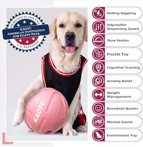 KADTC XL, Rolling Dog Treat Dispenser Toys Wobble Giggle Ball Slow Feeder