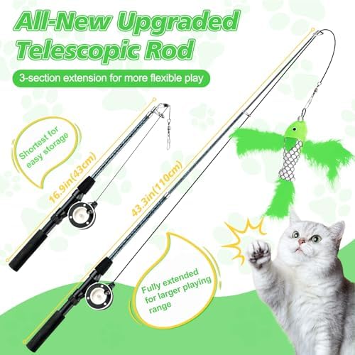 Pawaboo Cat Feather Toys, 4 Pack Interactive Cat Feather Teaser Wand Toys
