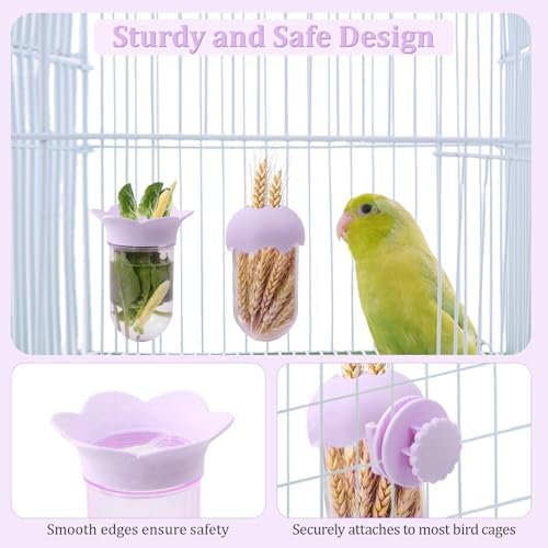 2 PCS Bird Food with Water Storage Design, Hanging Birds Feeder (Purple)