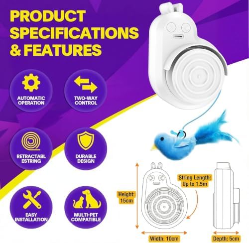 Automatic Interactive Cat Toys, Door Flying Feather Bird & Mouse for Kitten