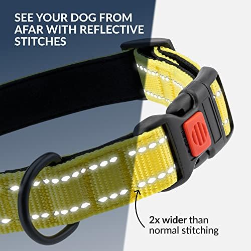 Reflective Dog Collar, Quick-Release Buckle (Yellow, 12-16 Inch)