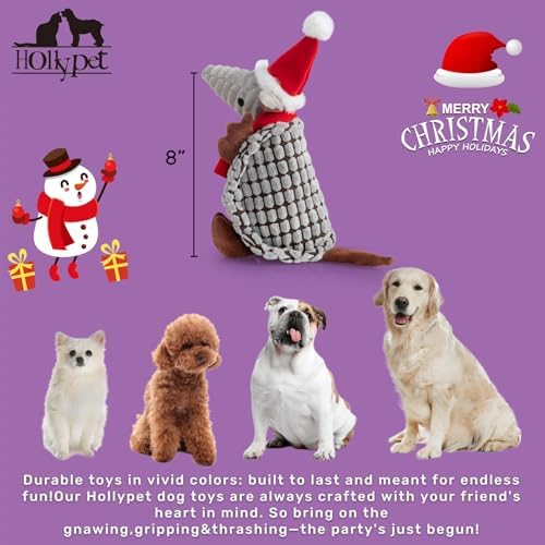 Hollypet Armadillo Squeaky Puppy Dog Toys for Small Medium Dogs, Christmas