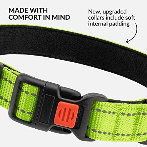 Reflective Dog Collar, Quick-Release Buckle (Lime Green, 10-13 Inch)