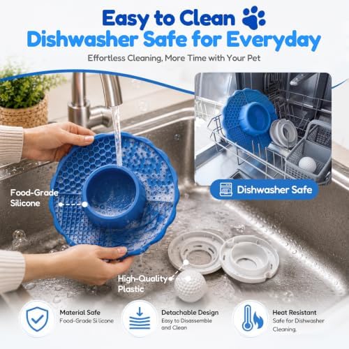 Slow Feeder Dog Bowls with Lick Mat & Rolling Lick Ball, Enrichment Toys