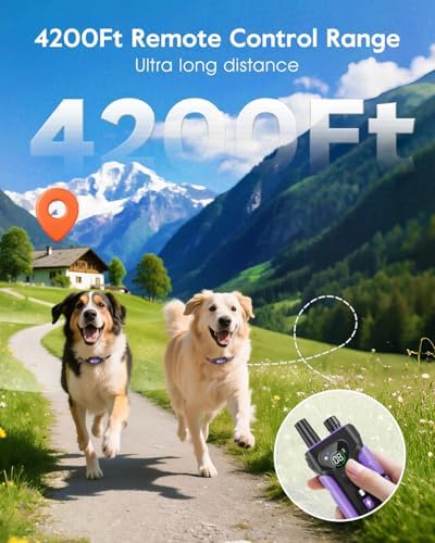 SLOPEHILL Dog Shock Collar 2 Dogs (8-140Lbs),4200FT Dog Training Collar | IP68 Waterproof e Collar with Beep,Vibration,Safe Shock,Flash Light,No Shock Model, Shock Collar for Dogs with Remote,Purple