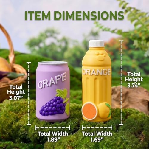2PCS Fruit Juice Squeaky Dog Toys for Aggressive Chewers, Durable Squeak for Puppy Teething, Interactive Plush Chew Toys for Boredom and Anxiety Relief(Grape+Orange)