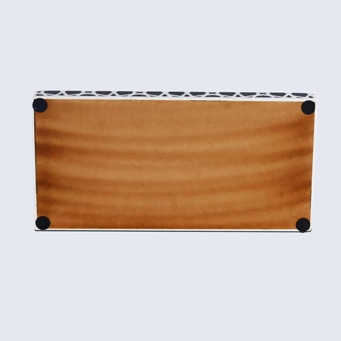 Handicrafts Home Large Decorative Storage Box with Lid, Black and White Moroccan Zellij Coffee Table Storage Box, Remote Control Holder, Keepsake Box for Living Room & Shelf Decor, Zellij 12 x 6 x 2