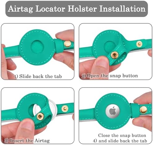 OOPSDOGGY Rolled Leather Dog Collar with Airtag Holder - Reflective Round Airtag Dog Collar - Soft Tracking Pet Collar for Small Dogs Puppy Cats Kitten (Teal, XL, 17"-21")