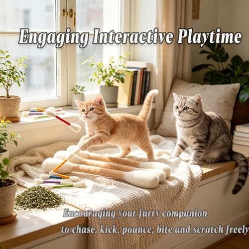Giant Cotton Swabs Cat Toys with Catnip 6 Pk (G)