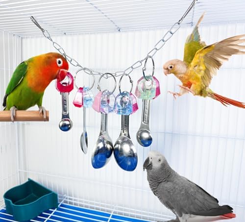 Bird Chew Toys, Parrot Toys, Spoon&Ring Toy for Small/Medium Birds