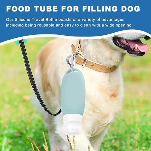 Refillable Silicone Travel Bottle for Dog 3oz (90ml) | Small Refillable Squeeze Bottles with Carabiner | Food-Safe Material