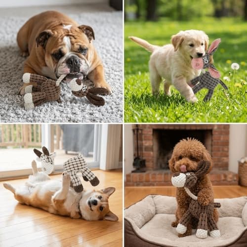 Pet Squeaky Chew Toy Interactive Durable Plush Dog Toy for Small Medium Large Breeds, Teeth Cleaning & Boredom Relief(Gray & Pink Donkey)