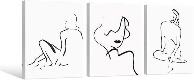 Chadow Artwork Abstract Woman Line Wall Art Black and White Wall Art Line Drawing Modern Minimalist Wall Decor Abstract Woman's Body Shape Poster Minimalist Line Artwork for Woman Bedroom Bathroom