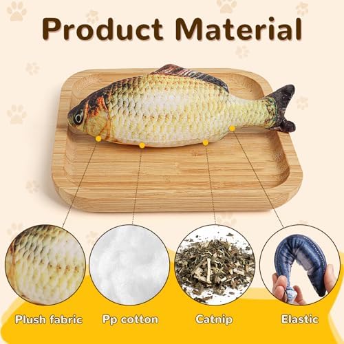 Catnip Toys 5 Pack - Simulation Fish Shape Realistic Fluffy Catnip Doll Interactive Pets Pillow Chew Bite Supplies for Cat Kitten Kitty