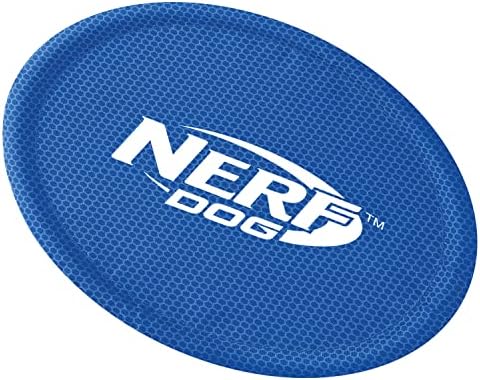 Nerf Dog Nylon Flyer Dog Toy, Flying Disc, Lightweight, Durable and Water Resistant, Great for Beach and Pool, 9 inch diameter, for Medium/Large Breeds, Single Unit, Blue