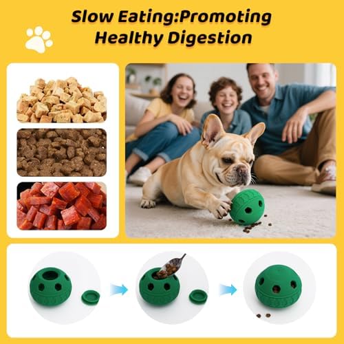 IFOYO Frozen Dog Treat Toy Ball, Silicone Enrichment Dog Toy, Green