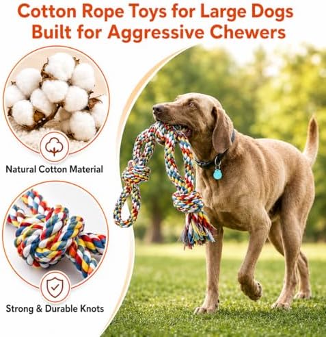 Aitmexcn Large Dog Toys for Aggressive Chewers, 8 Pack Dog Rope Toys