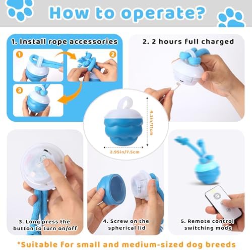 Interactive Dog Toys with Remote Control - 4 Play Modes, USB Rechargeable