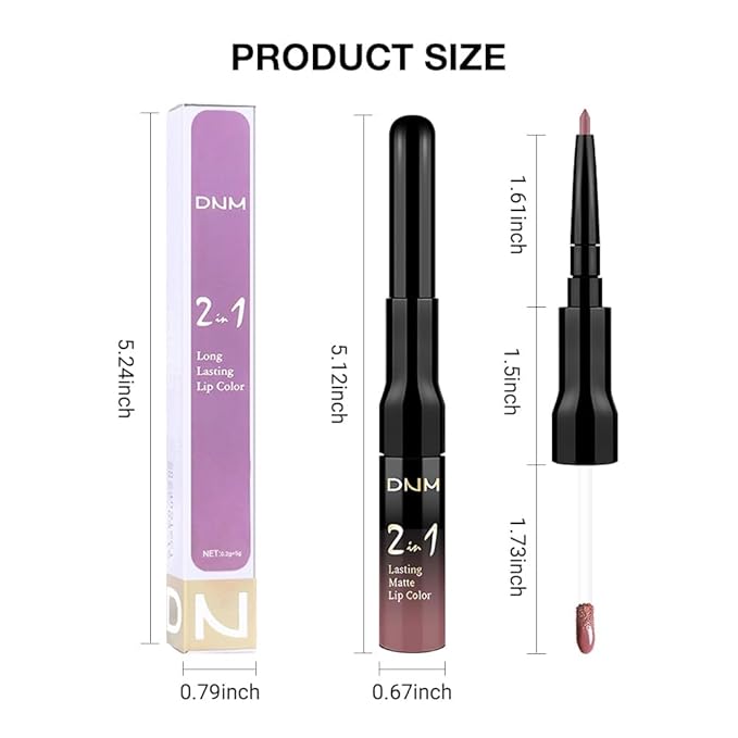 evpct 1Pcs Neutral Mauve Matte Lip Liner and Liquid Lipstick Stain Makeup Set for Women, Mauve Long Lasting Smudge Proof Lipstick labiales matte mate larga duracion listip 24 hours originales, 34#