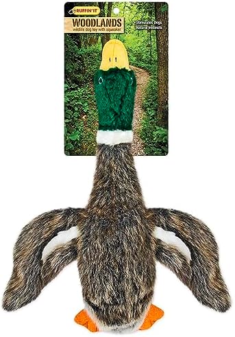 RUFFIN' IT Woodlands, Plush Mallard 13 in Squeaky Soft Stuffed, Dog Toy