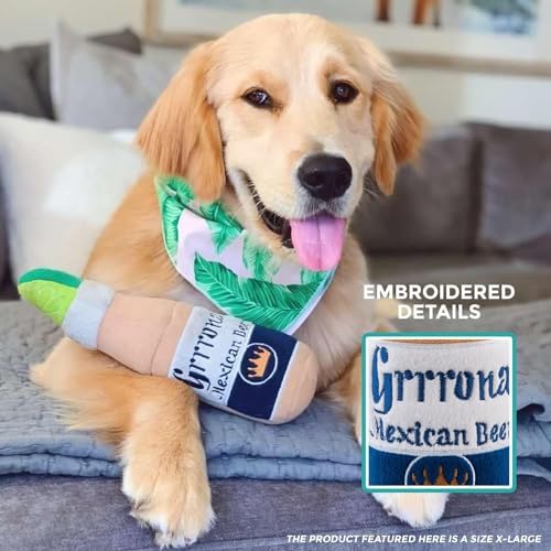Haute Diggity Dog Grrrona Beer Bottle Plush Dog Toy, Drink Parody Chew Toys