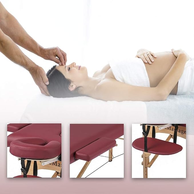 BestMassage Massage Bed Portable Massage Table 28 inch Wide Lash Bed Height Adjustable PU Leather 2 Folding with Oxford Bag for Spa Footmassage Facial CareSpa Tattoo