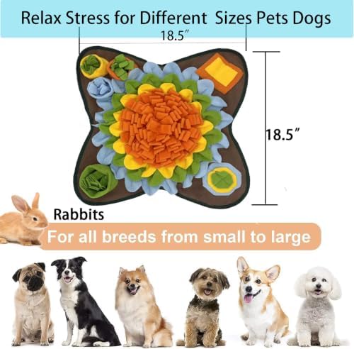 Dogs Snuffle Mat Pet Feeding Mats Puppy Sniffing Pad ,Cat Doggies Interactive Puzzle Toys for Multiple Breeds Encourages Natural Foraging Skills,Training and Stress Release (Orange)